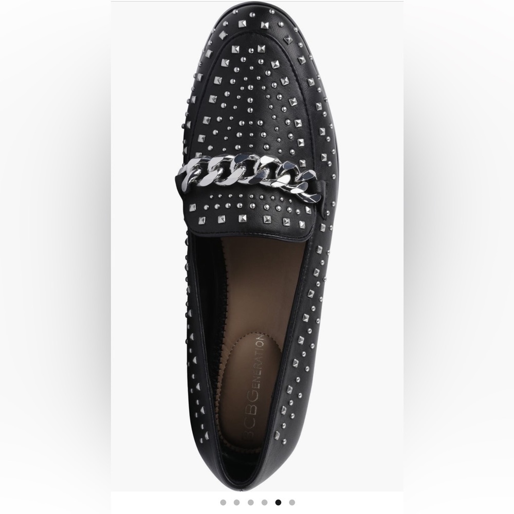 Bcbgeneration leather Zelina studded loafer in black